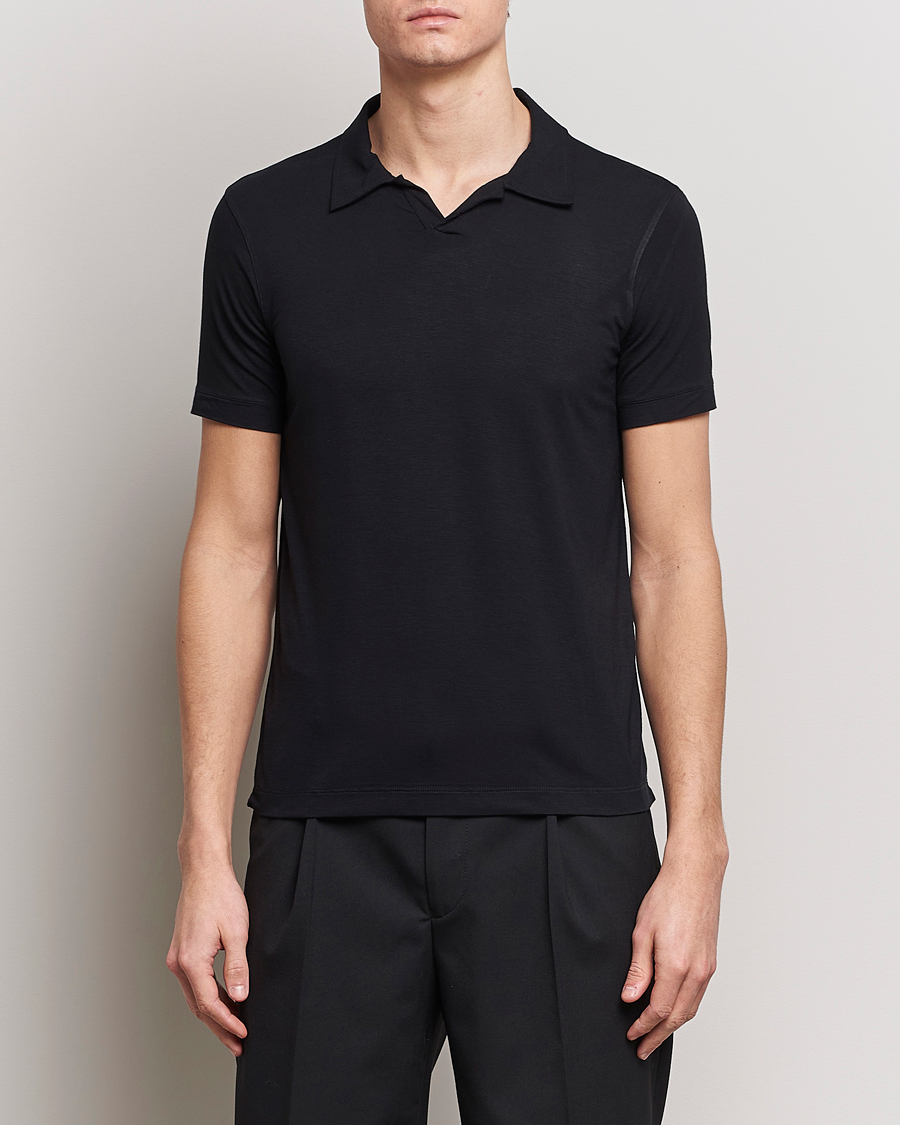 Herren | Kurzarm-Poloshirts | Giorgio Armani | Short Sleeve Stretch Polo Black