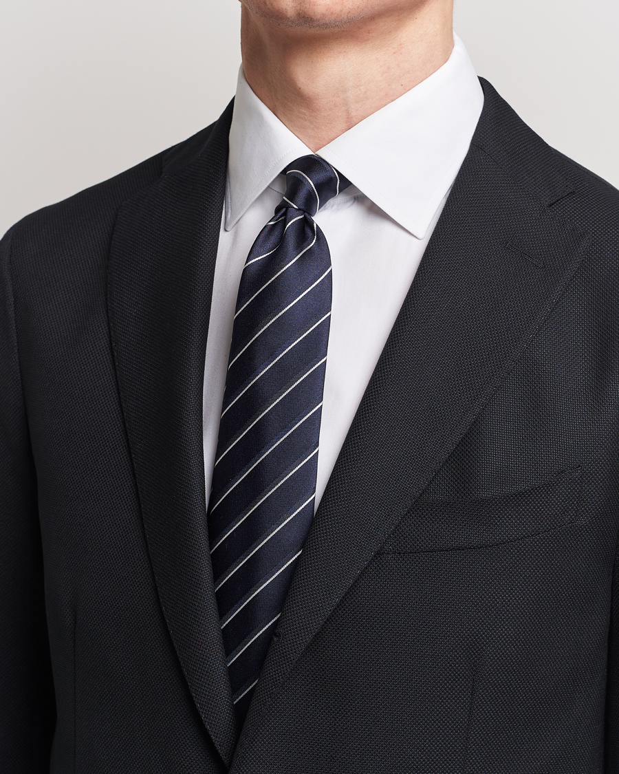 Herren | Krawatten | Giorgio Armani | Regimental Stripe Silk Tie Navy