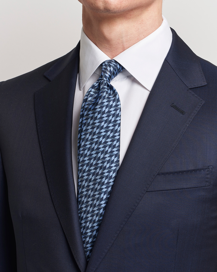 Herren | Krawatten | Giorgio Armani | Printed Silk Tie  Navy Blue