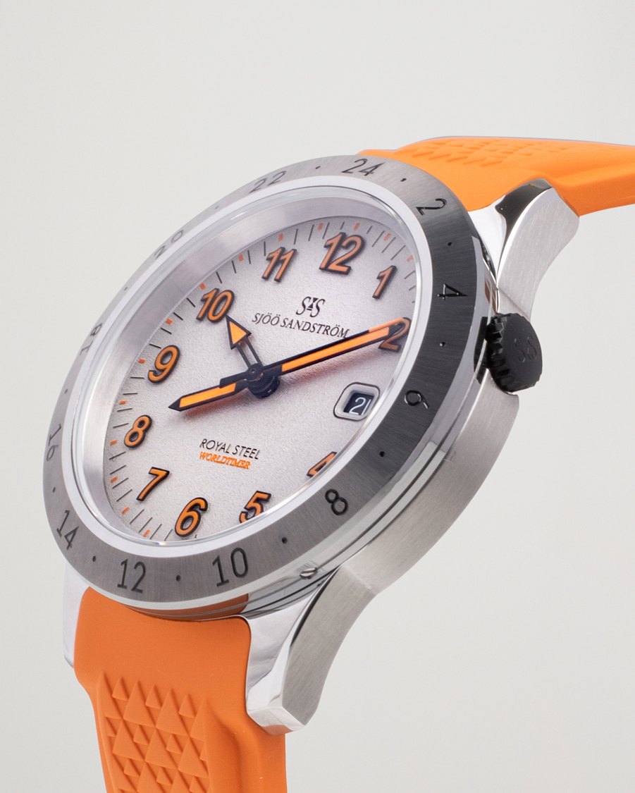 Herren | Sjöö Sandström Royal Steel Worldtimer 41mm Annual Edition Orange | Sjöö Sandström | Royal Steel Worldtimer 41mm Annual Edition Orange