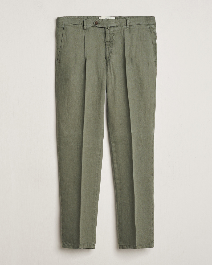 Herren | Hosen | Briglia 1949 | Pleated Linen Trousers Olive