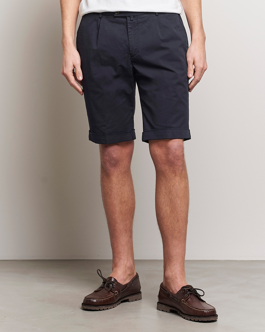 Herren | Shorts | Briglia 1949 | Pleated Cotton Shorts Navy
