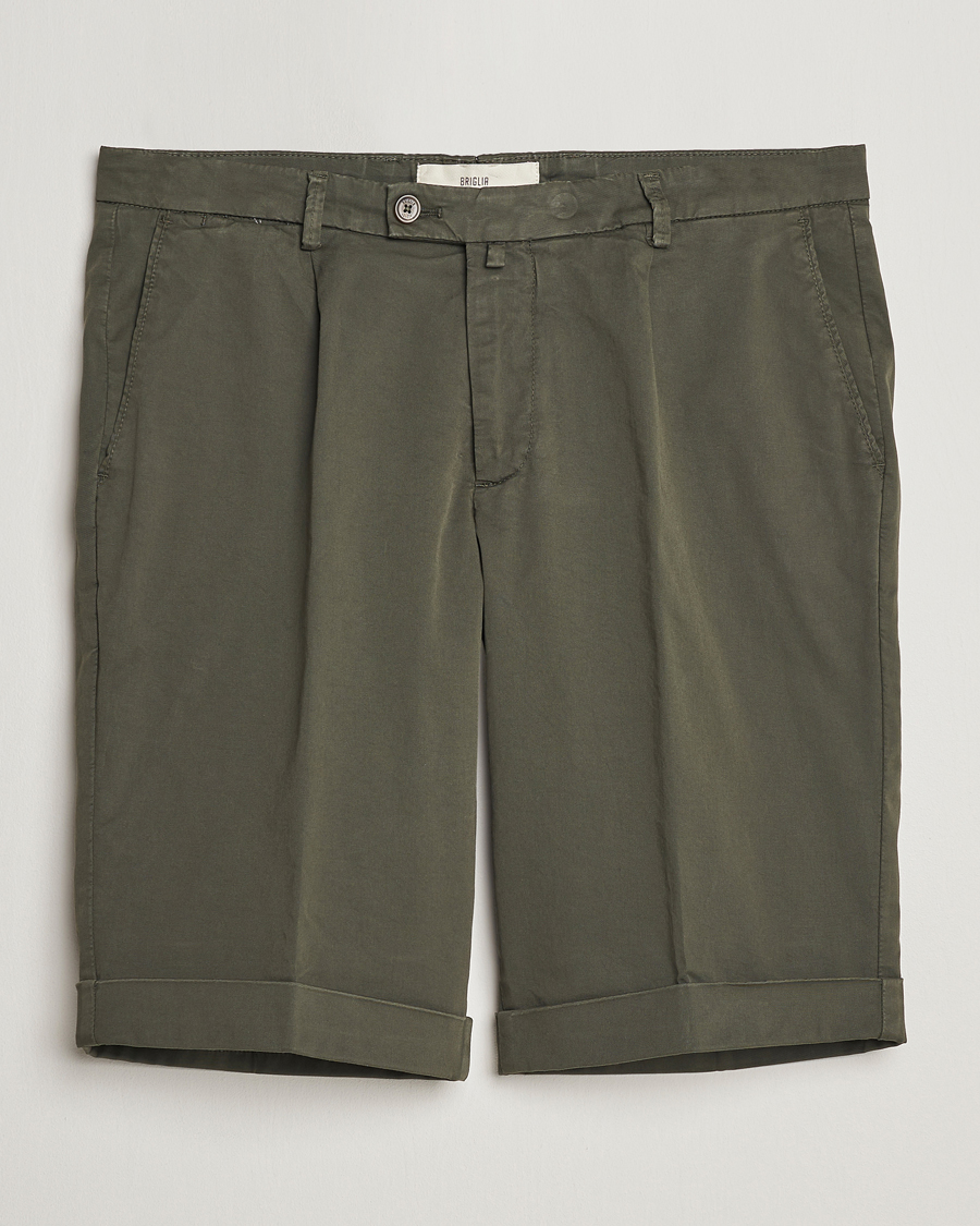 Herren | Shorts | Briglia 1949 | Pleated Cotton Shorts Olive