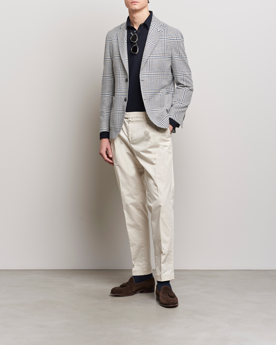 Herren | Sakkos | L.B.M. 1911 | Checked Cotton Blazer Navy/Brown