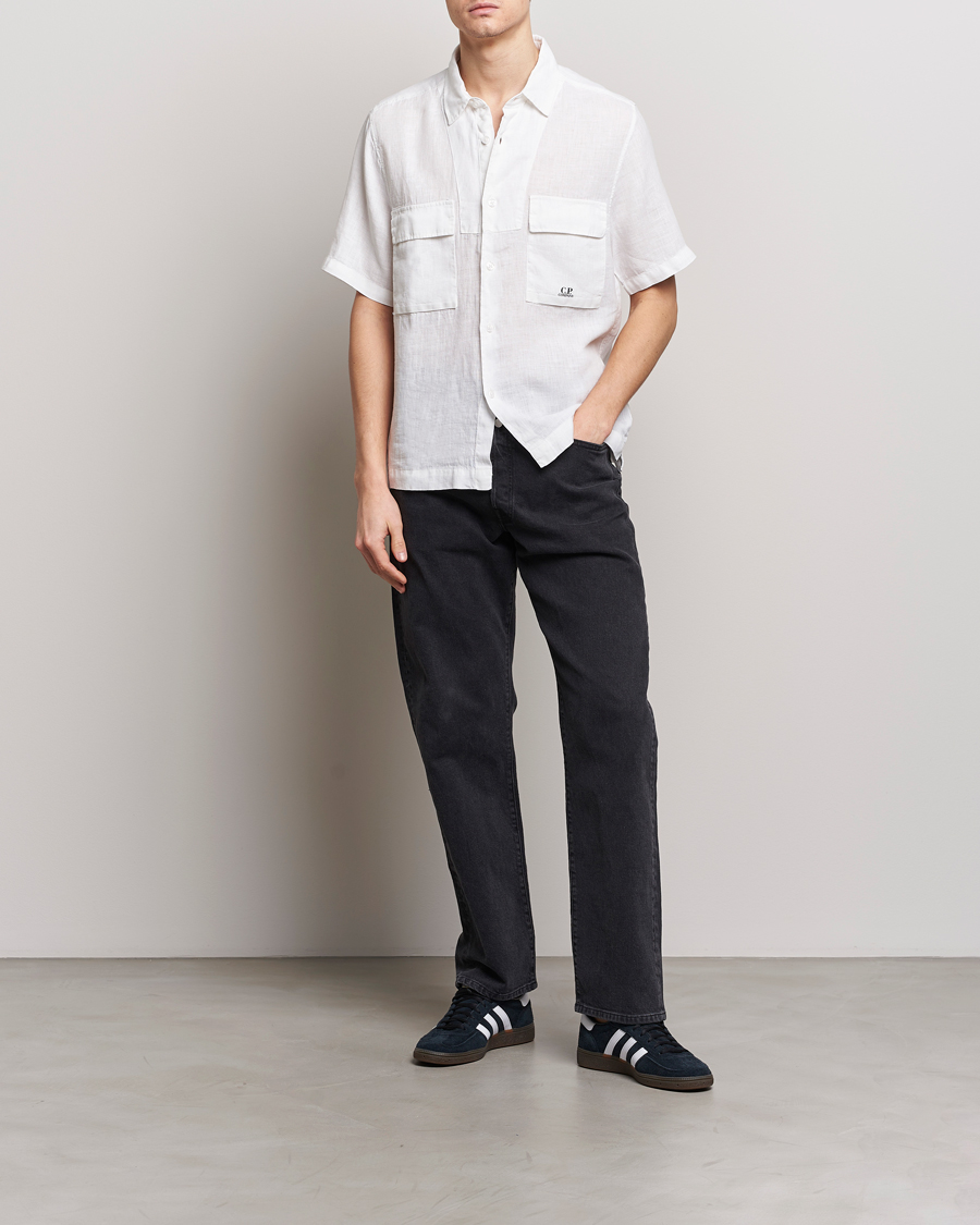 Herren | Hemden | C.P. Company | Short Sleeve Linen Shirt White