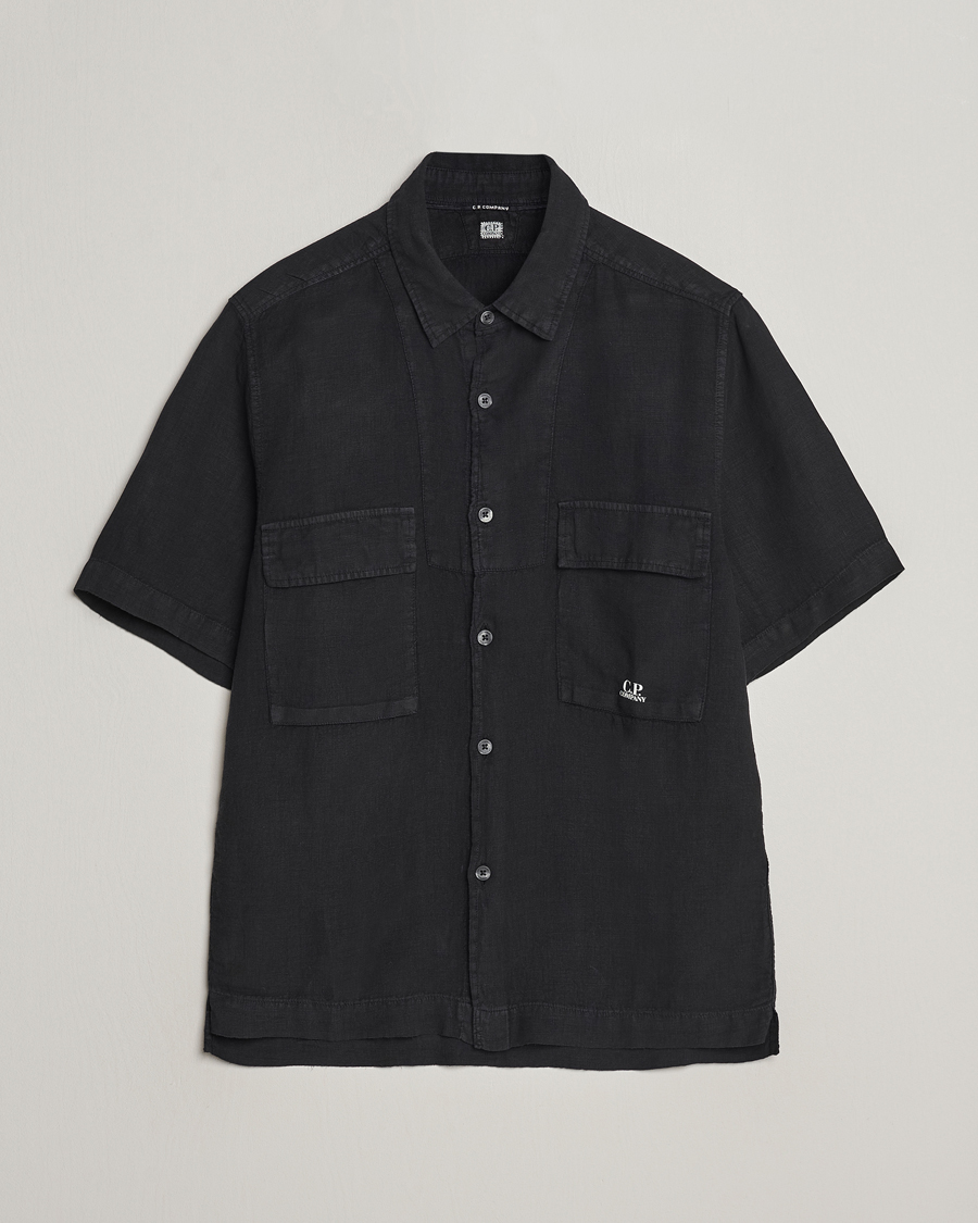 Herren | Hemden | C.P. Company | Short Sleeve Linen Shirt Black