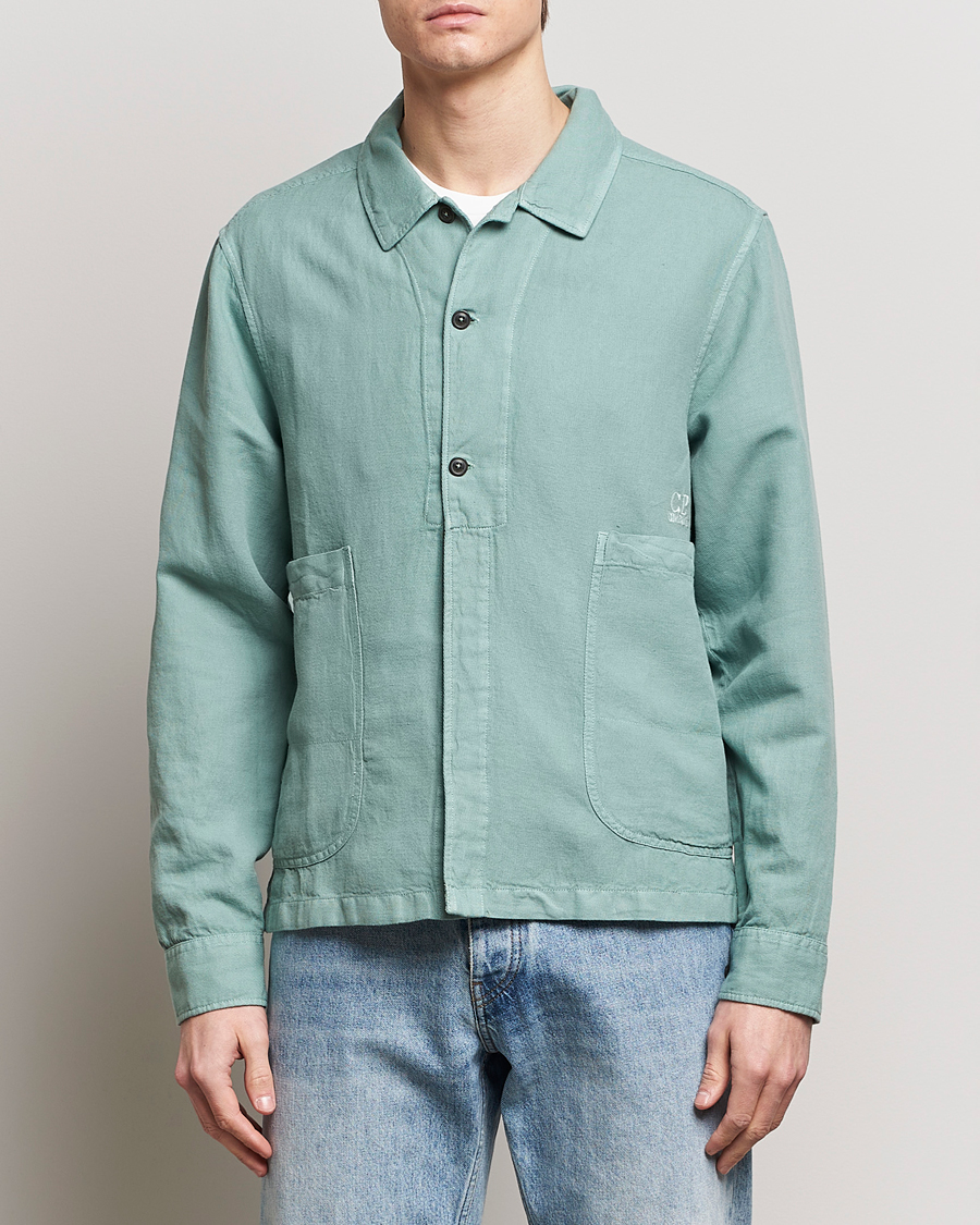 Herren | Kategorie | C.P. Company | Broken Linen/Cotton Overshirt Light Green