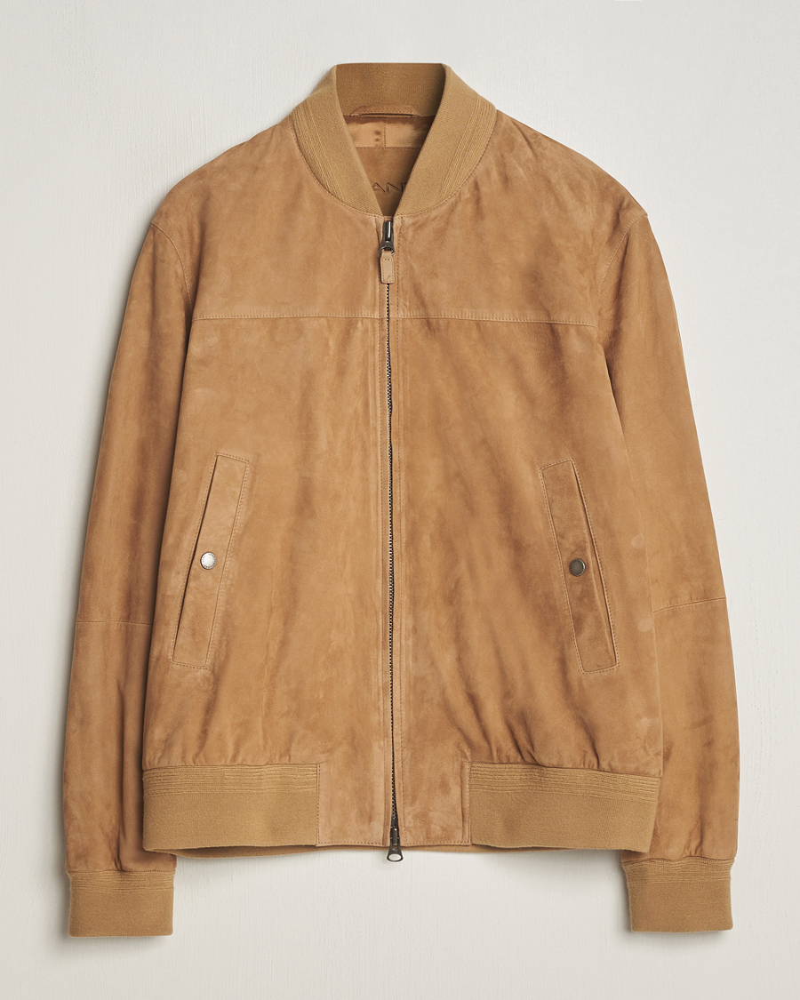 Herren | Jacken | Gant | Suede Bombar Jacket Dark Khaki