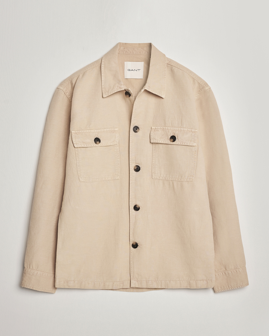 Herren | Hemden | GANT | Linen/Cotton Twill Overshirt Dry Sand