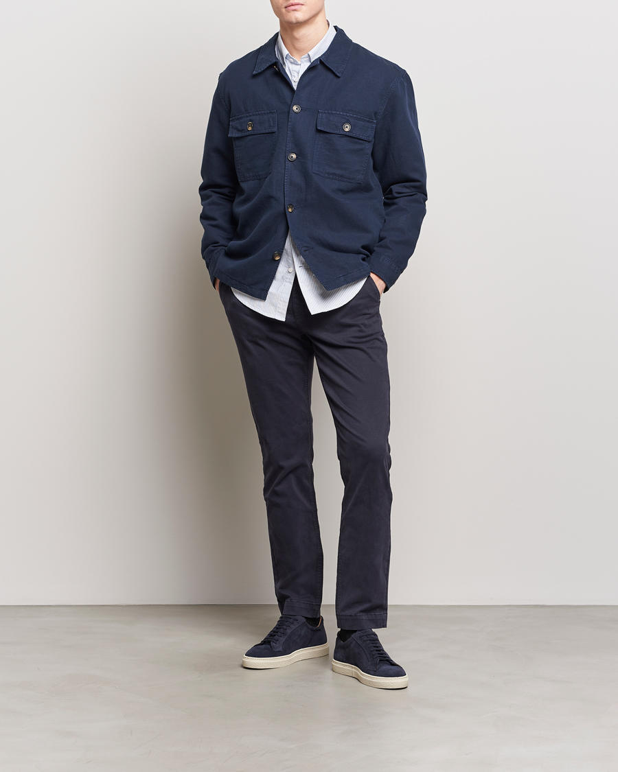 Herren | Hemden | GANT | Linen/Cotton Twill Overshirt Marine