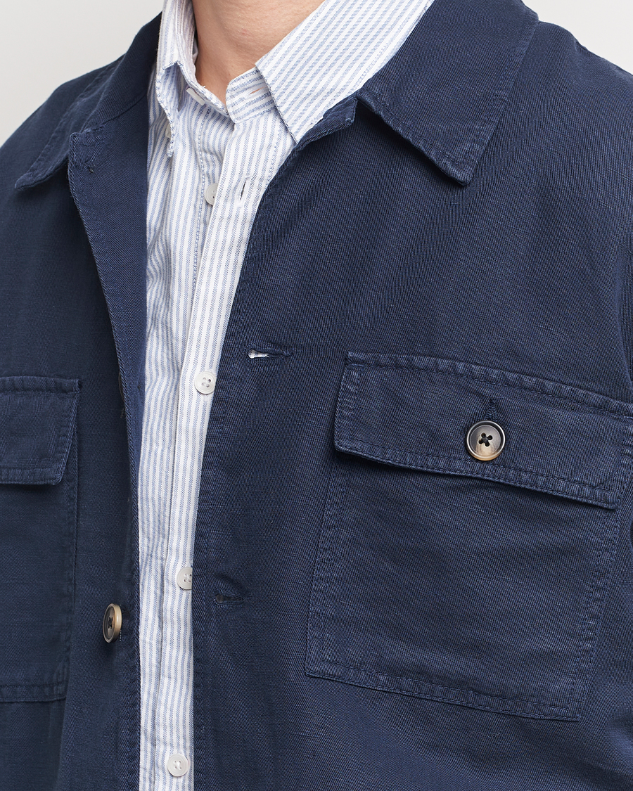 Herren | Hemden | GANT | Linen/Cotton Twill Overshirt Marine
