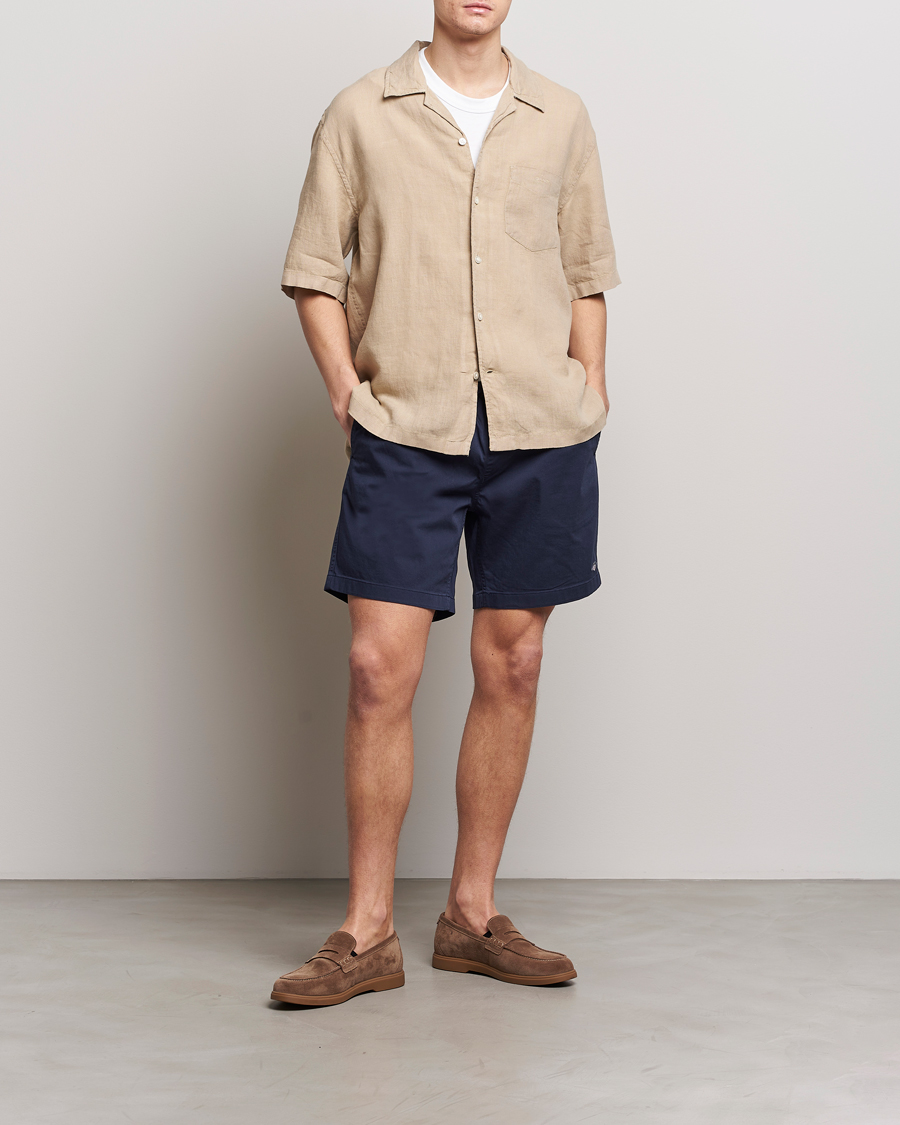 Herren | Hemden | GANT | Relaxed Fit Linen Resort Short Sleeve Shirt Concrete Beige