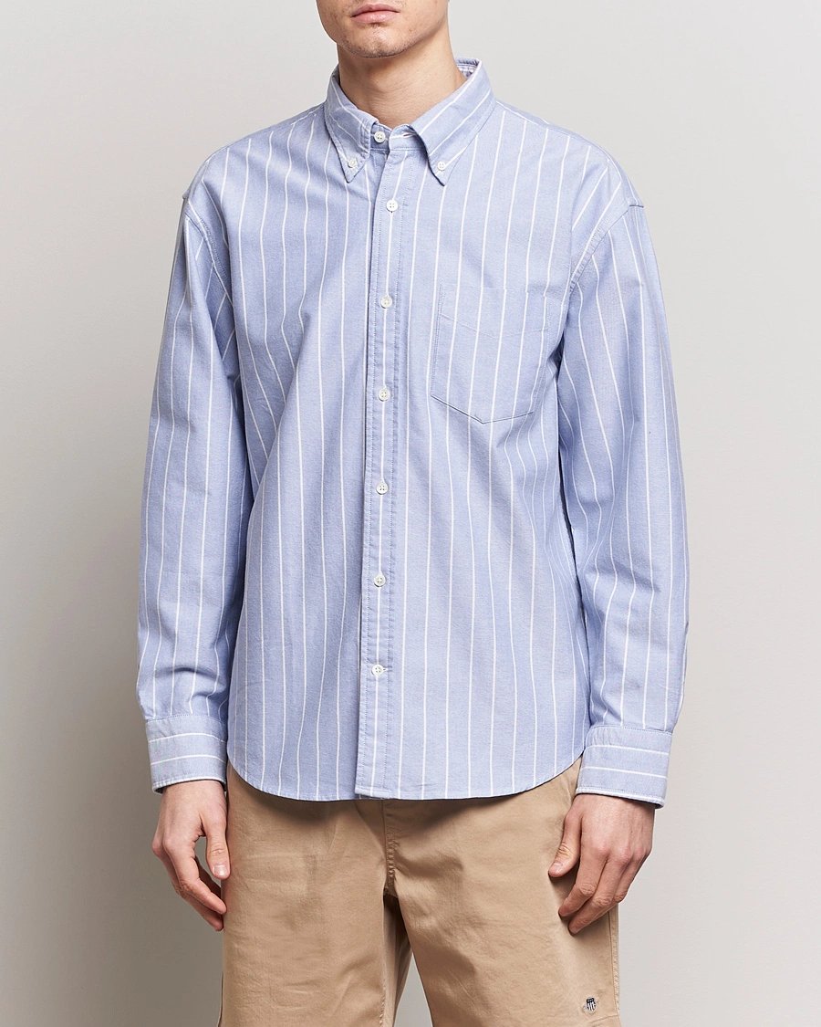 Men | Clothing | GANT | Relaxed Fit Heritage Striped Oxford Shirt Blue/White
