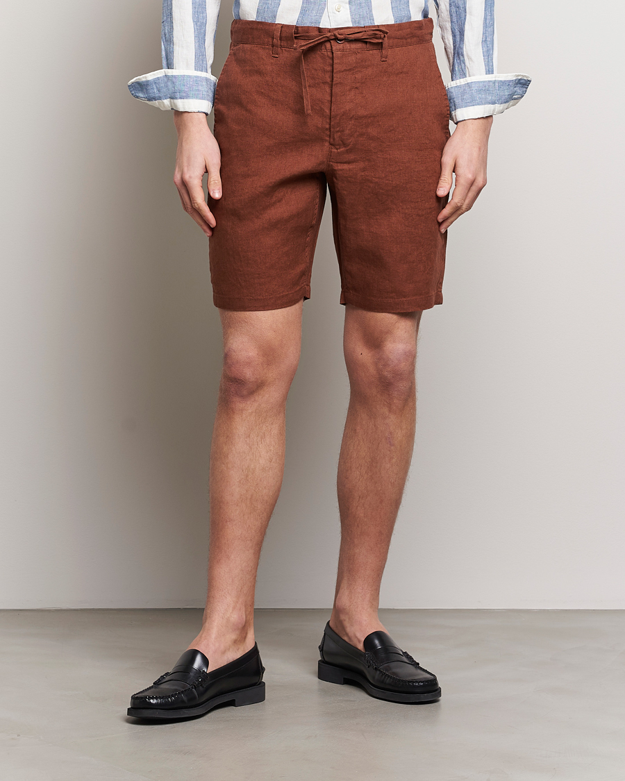 Herren | Neu im Onlineshop | GANT | Relaxed Linen Drawstring Shorts Cognac Brown