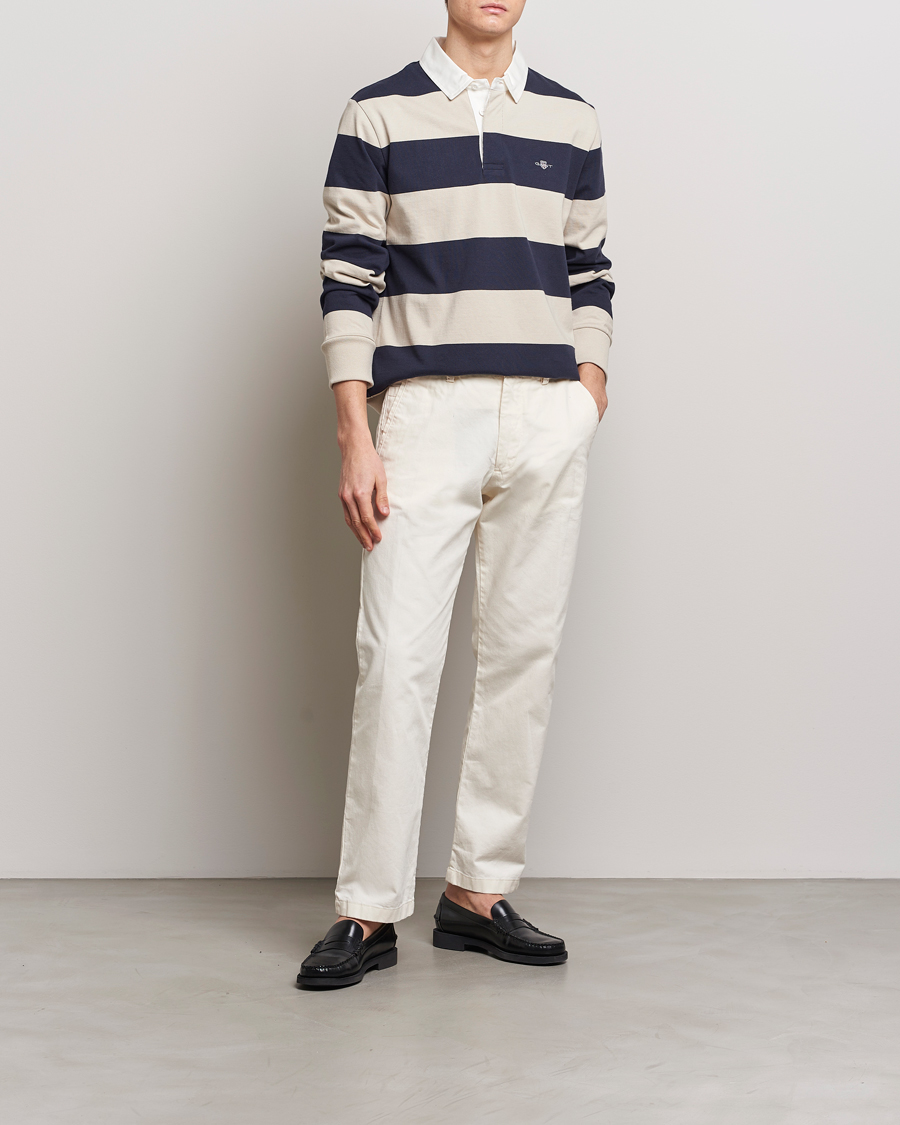 Herren | Pullover | GANT | Barstriped Rugger Silky Beige/Navy