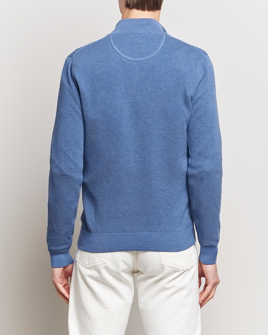 Herren | Pullover | GANT | Cotton Pique Half-Zip Sweater Denim Blue Melange