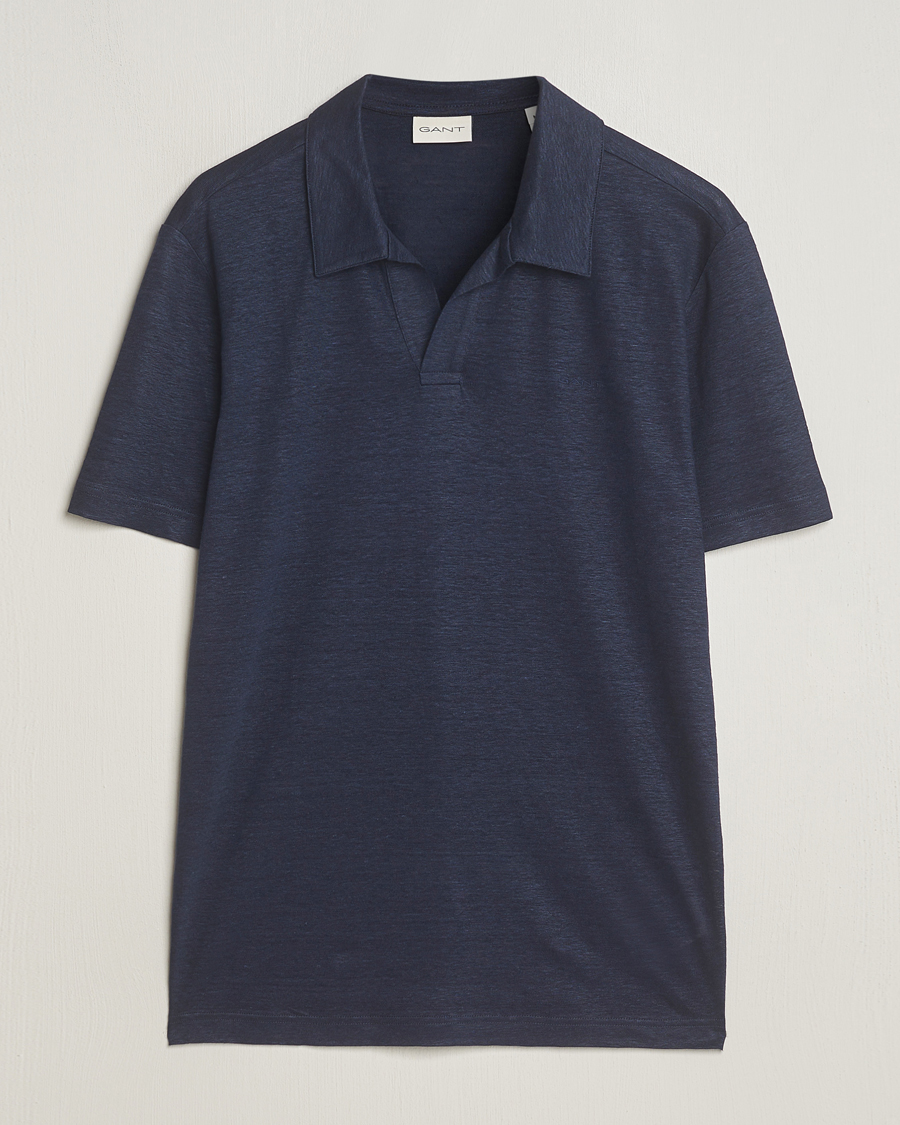 Herren | Poloshirts | GANT | Linen Polo Evening Blue