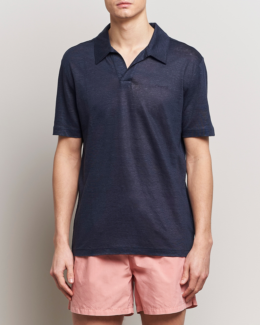 Herren | Poloshirts | GANT | Linen Polo Evening Blue