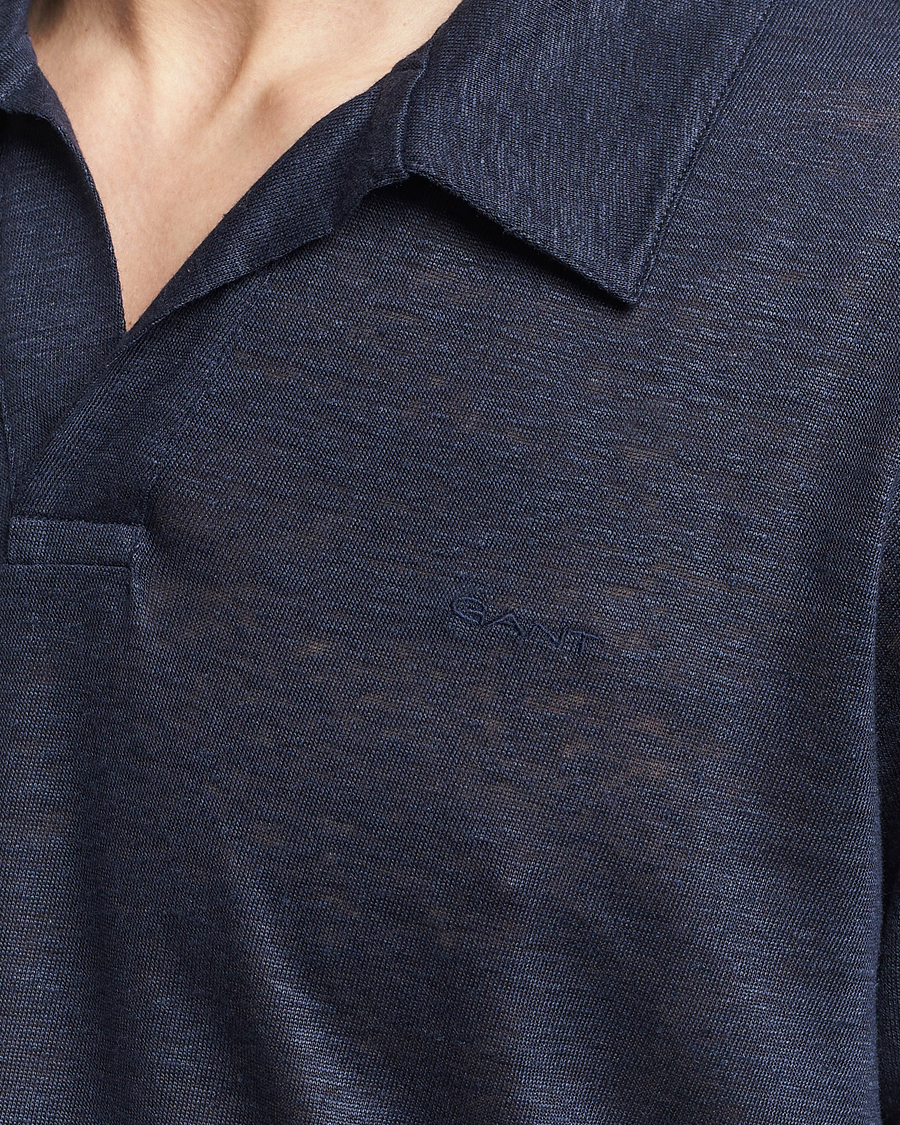 Herren | Poloshirts | GANT | Linen Polo Evening Blue