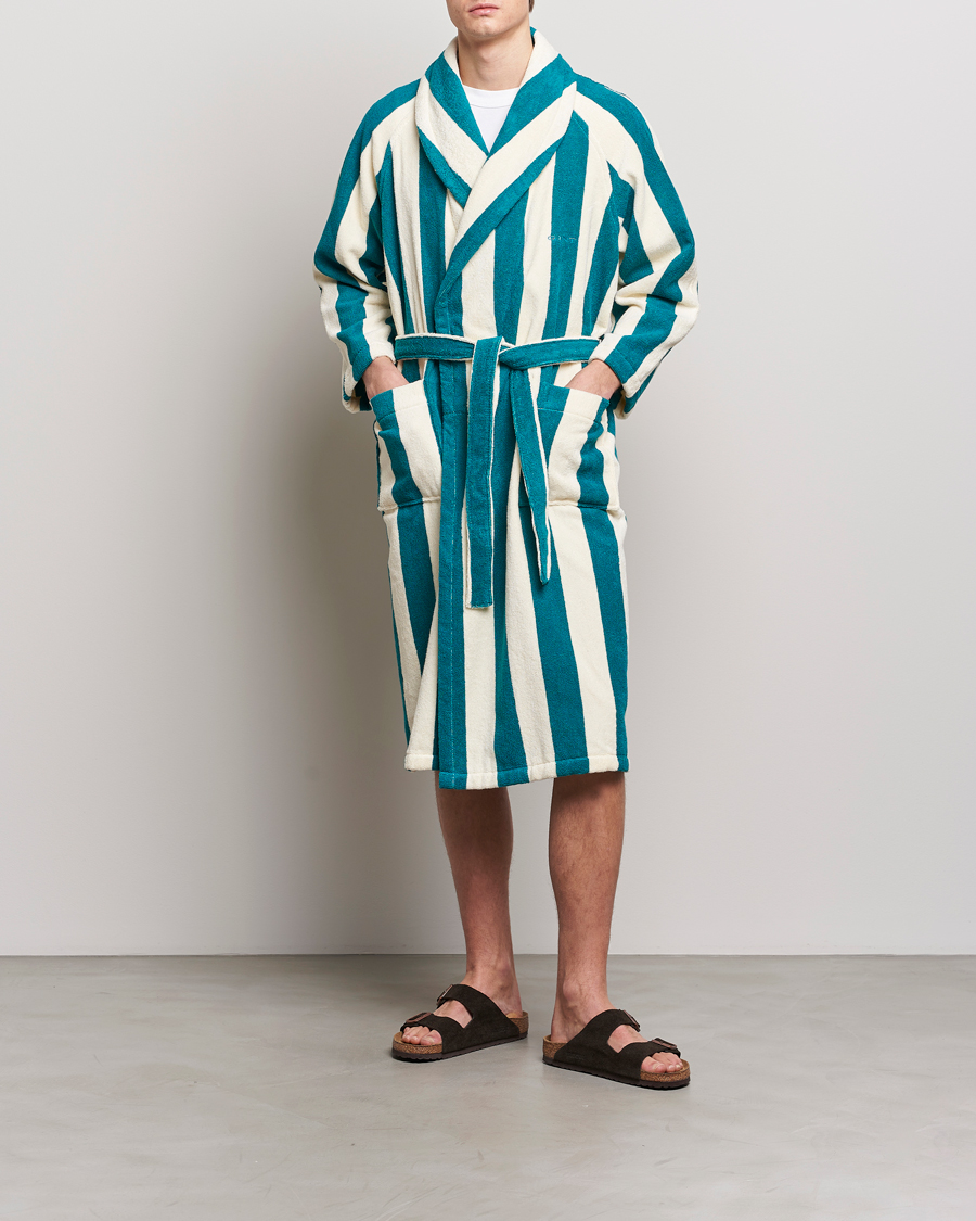 Herren | Schlafanzüge & Bademäntel | GANT | Striped Robe Ocean Turquoise/White