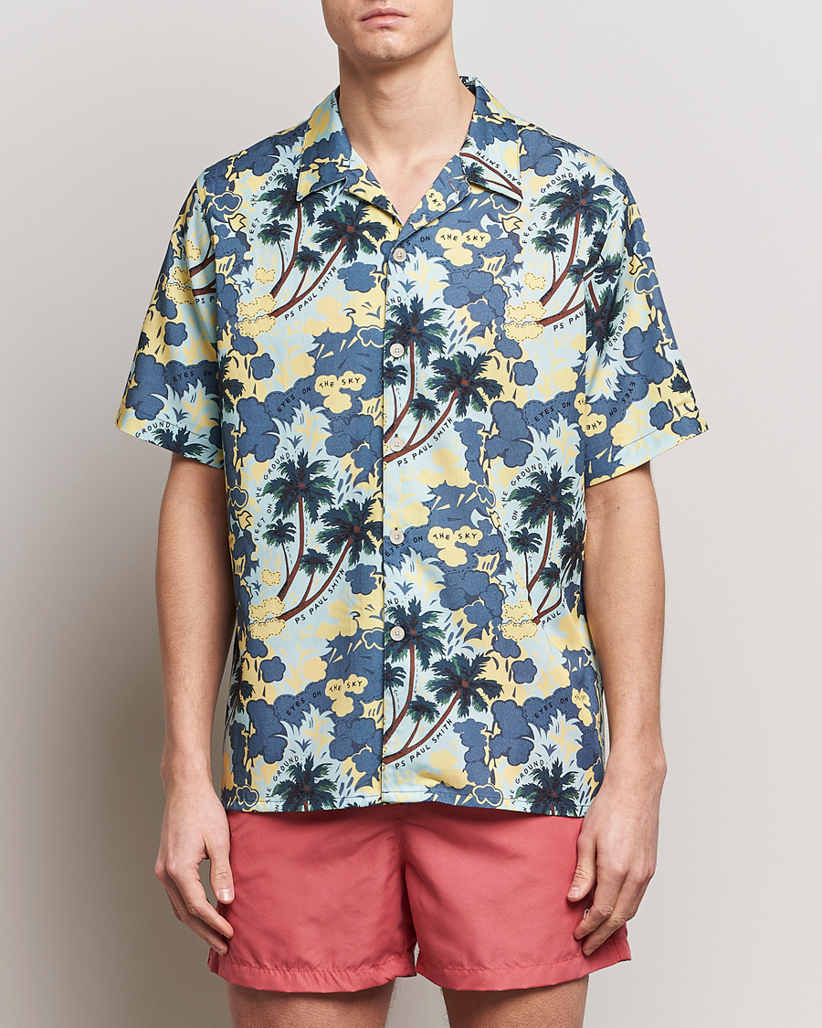 Herren | Hemden | PS Paul Smith | Prined Flower Resort Short Sleeve Shirt Blue