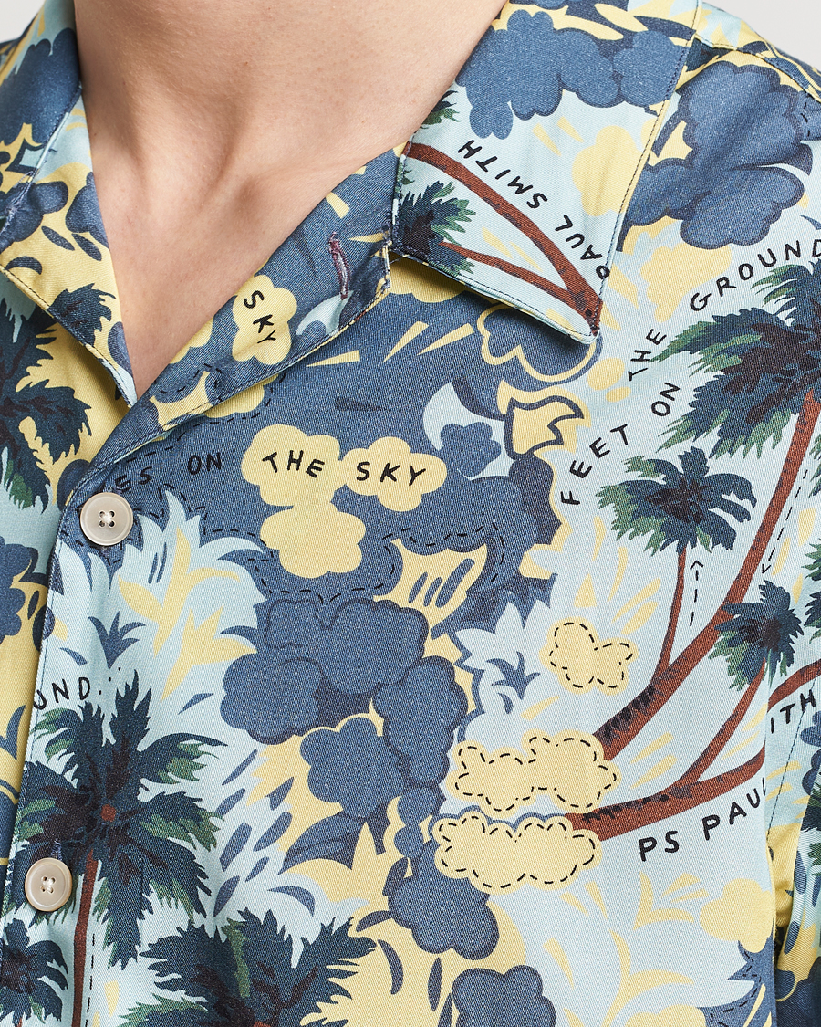 Herren | Hemden | PS Paul Smith | Prined Flower Resort Short Sleeve Shirt Blue