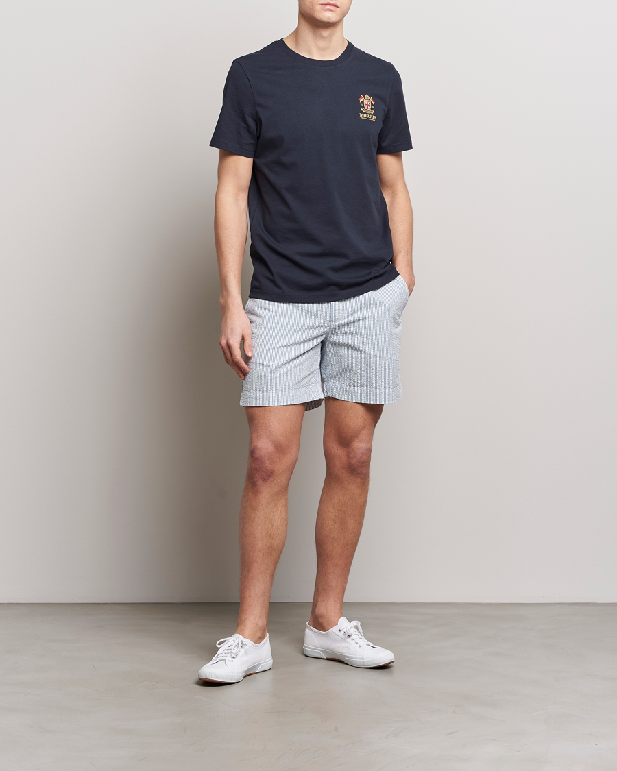 Herren | Shorts | Morris | Seersucker Summer Shorts Light Blue