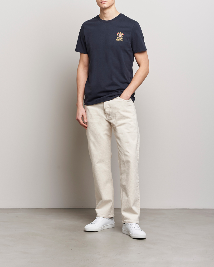 Herren | T-Shirts | Morris | Crew Neck Cotton T-Shirt Old Blue