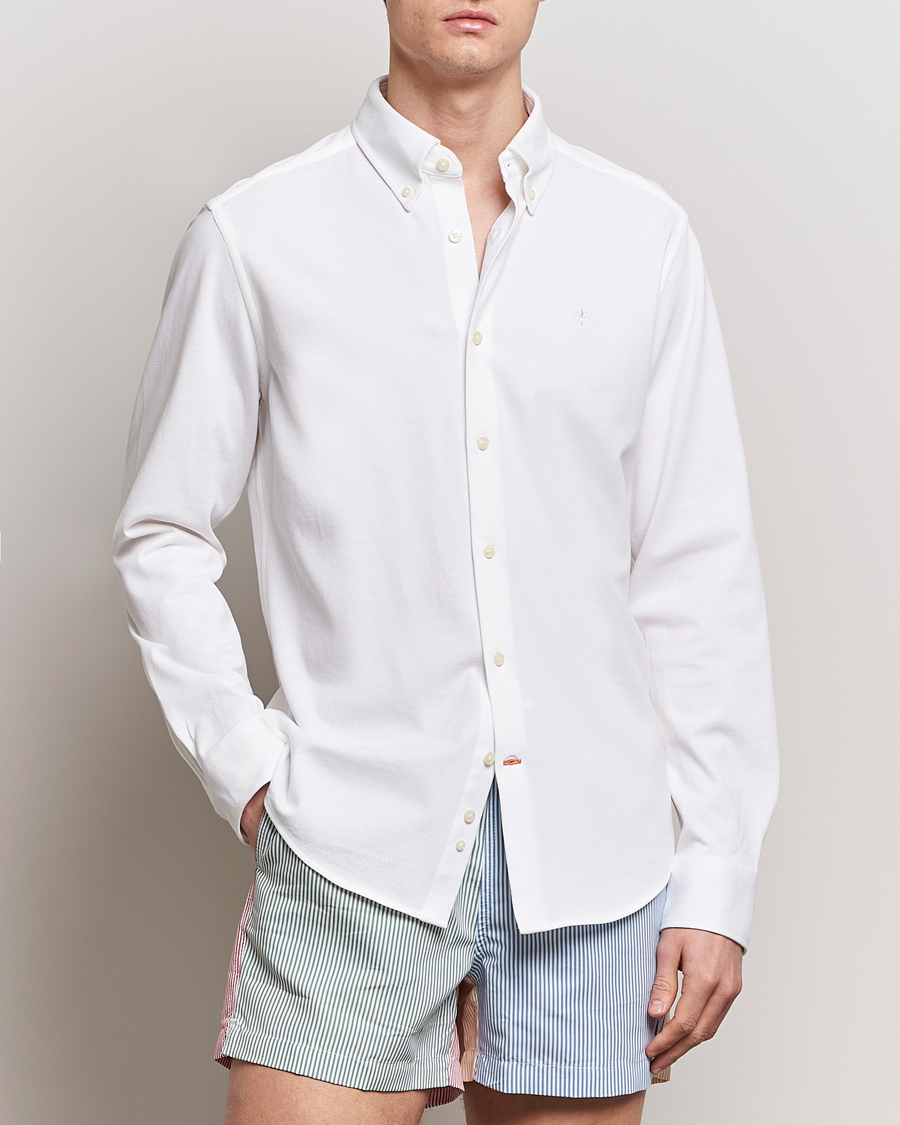 Herren | Morris | Morris | Eddie Slim Fit Pique Shirt White
