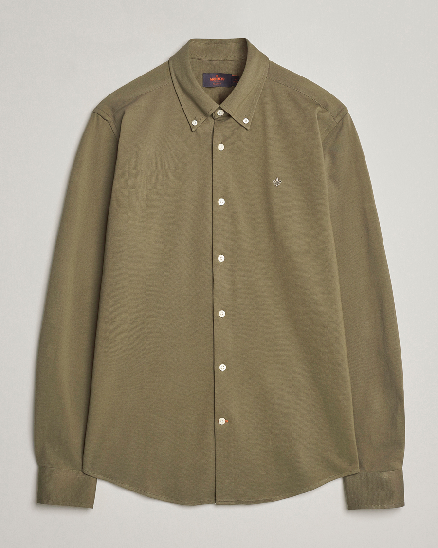 Herren | Hemden | Morris | Eddie Slim Fit Pique Shirt Olive