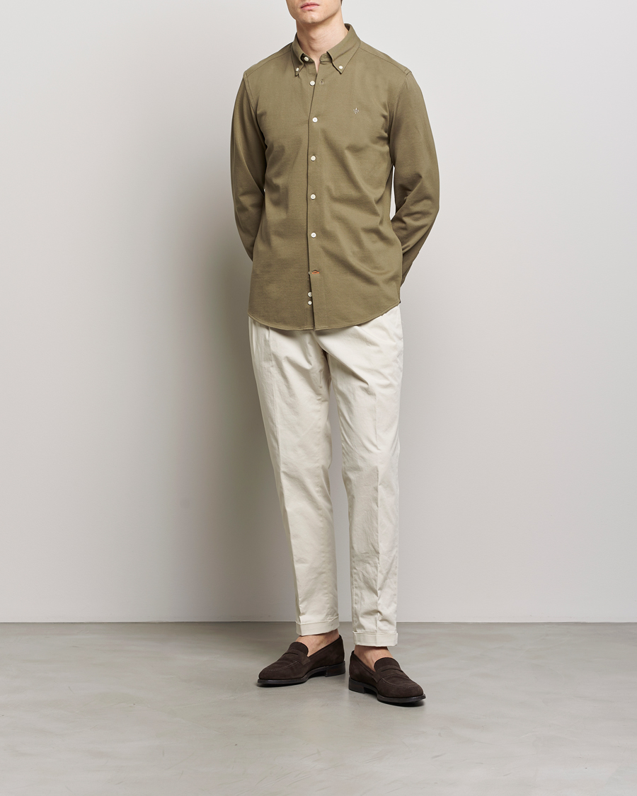 Herren | Hemden | Morris | Eddie Slim Fit Pique Shirt Olive