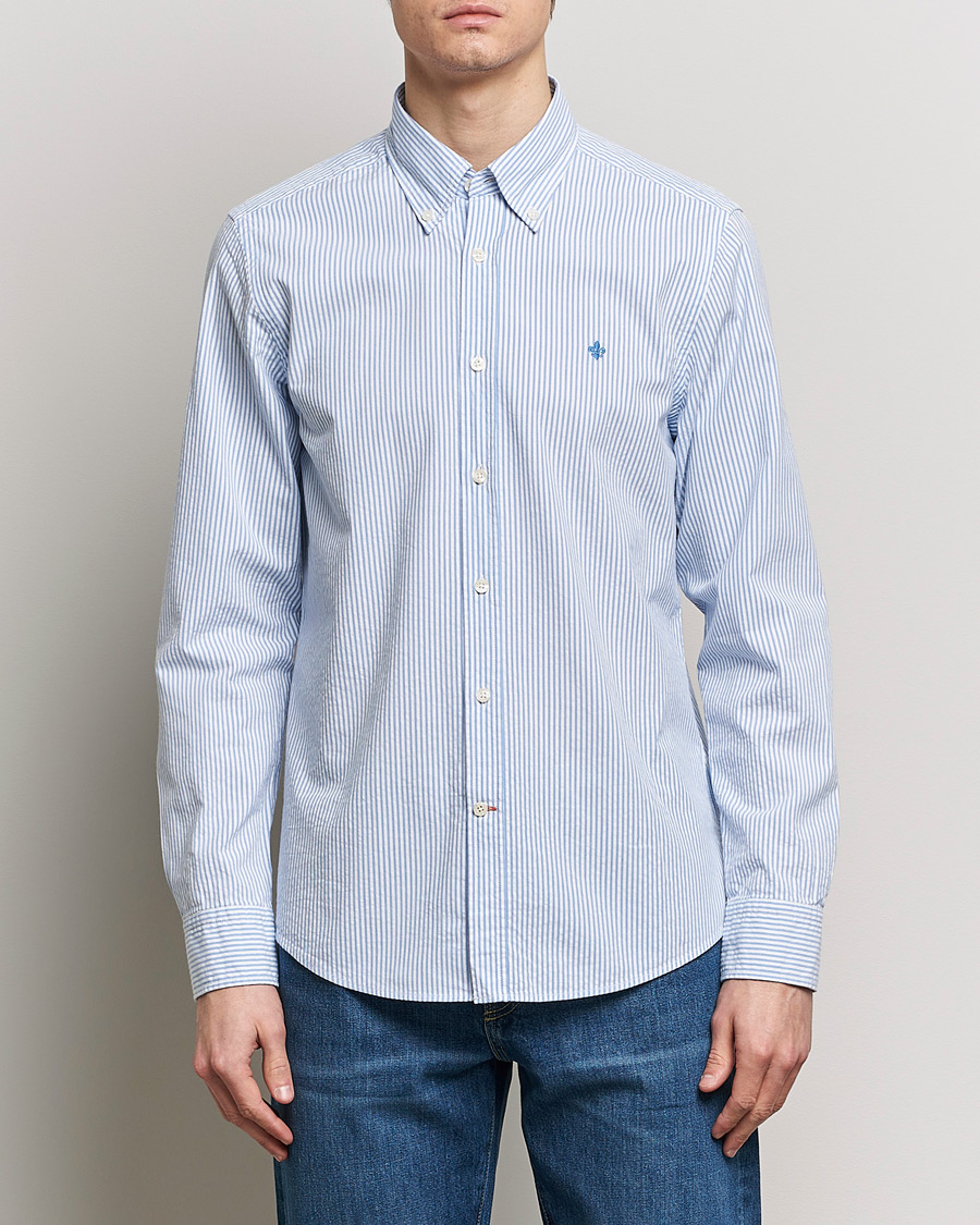 Herren | Hemden | Morris | Slim Fit Seersucker Shirt Light Blue