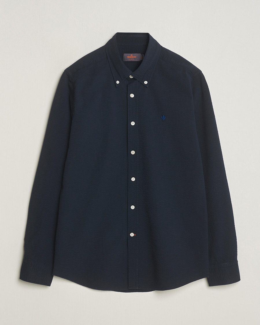 Herren | Hemden | Morris | Slim Fit Seersucker Shirt Navy