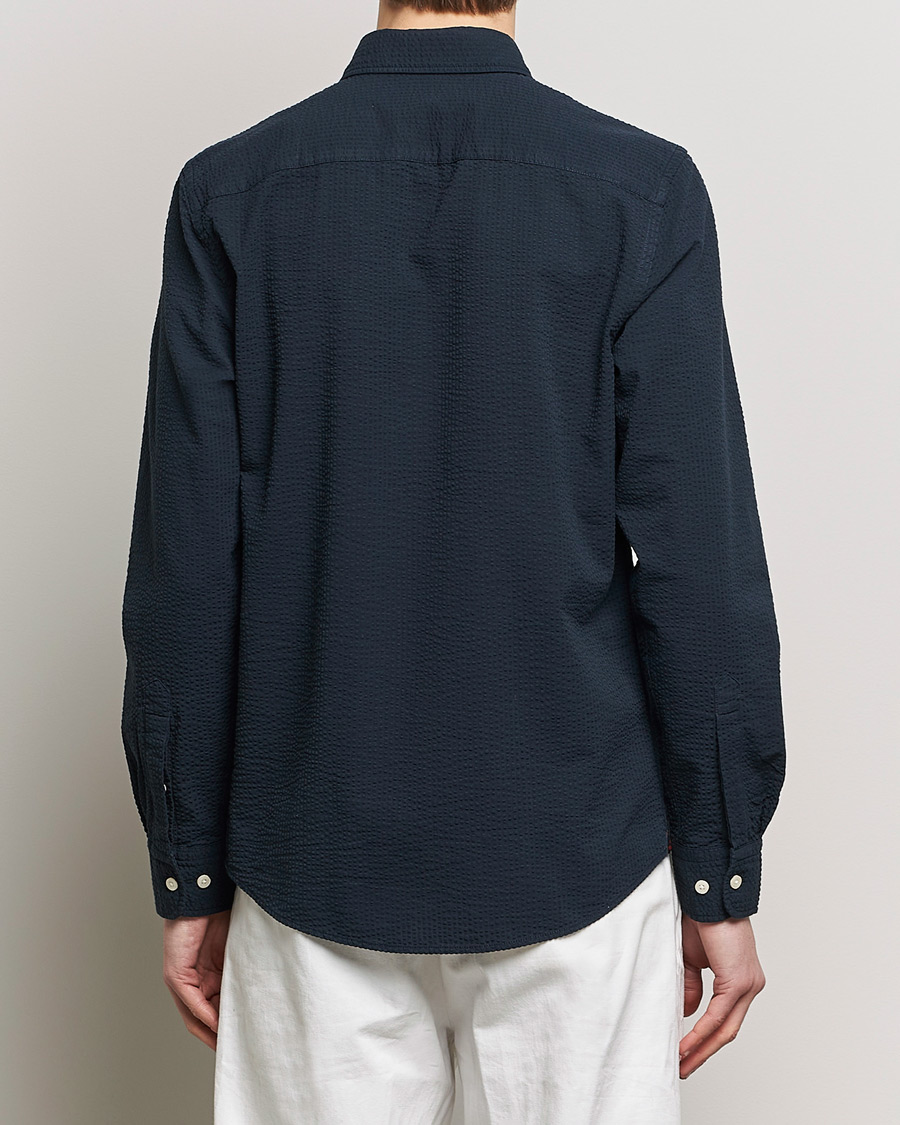 Herren | Hemden | Morris | Slim Fit Seersucker Shirt Navy