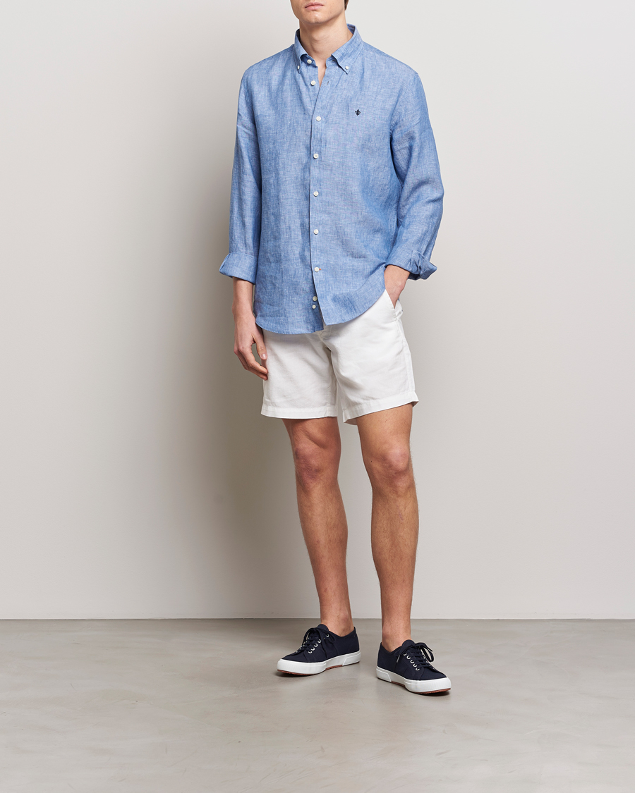 Herren | Hemden | Morris | Douglas Linen Button Down Shirt Blue
