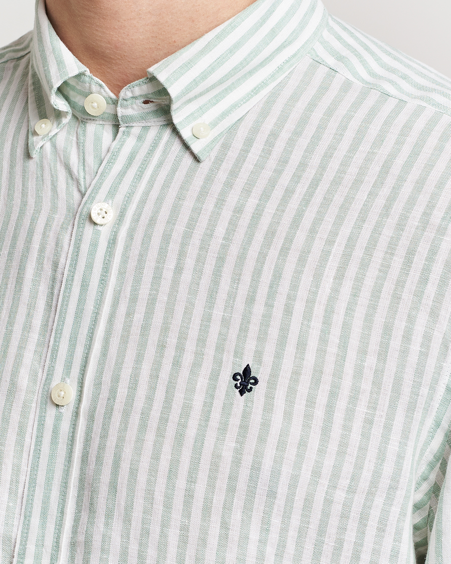 Herren | Hemden | Morris | Douglas Linen Stripe Shirt Light Green