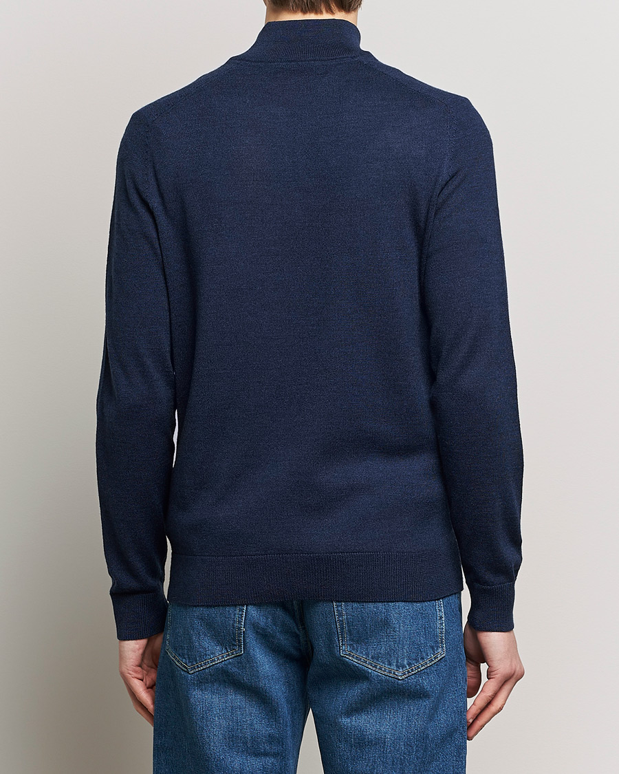 Herren | Pullover | Morris | John Merino Half Zip Blue