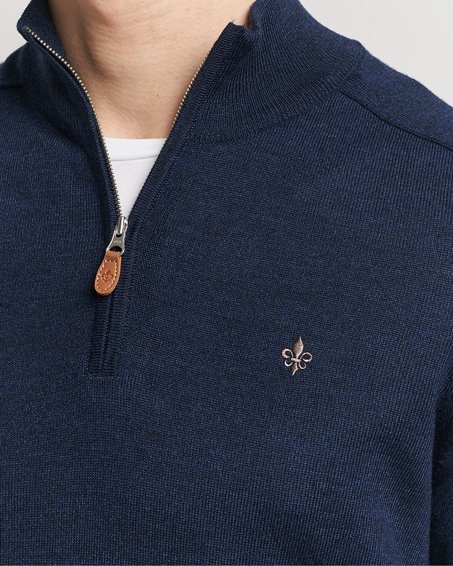 Herren | Pullover | Morris | John Merino Half Zip Blue