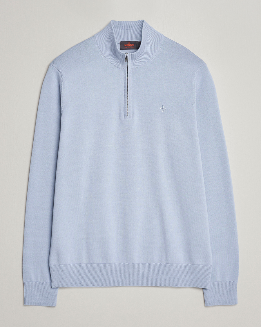 Herren | Pullover | Morris | Riley Cotton Half Zip Light Blue