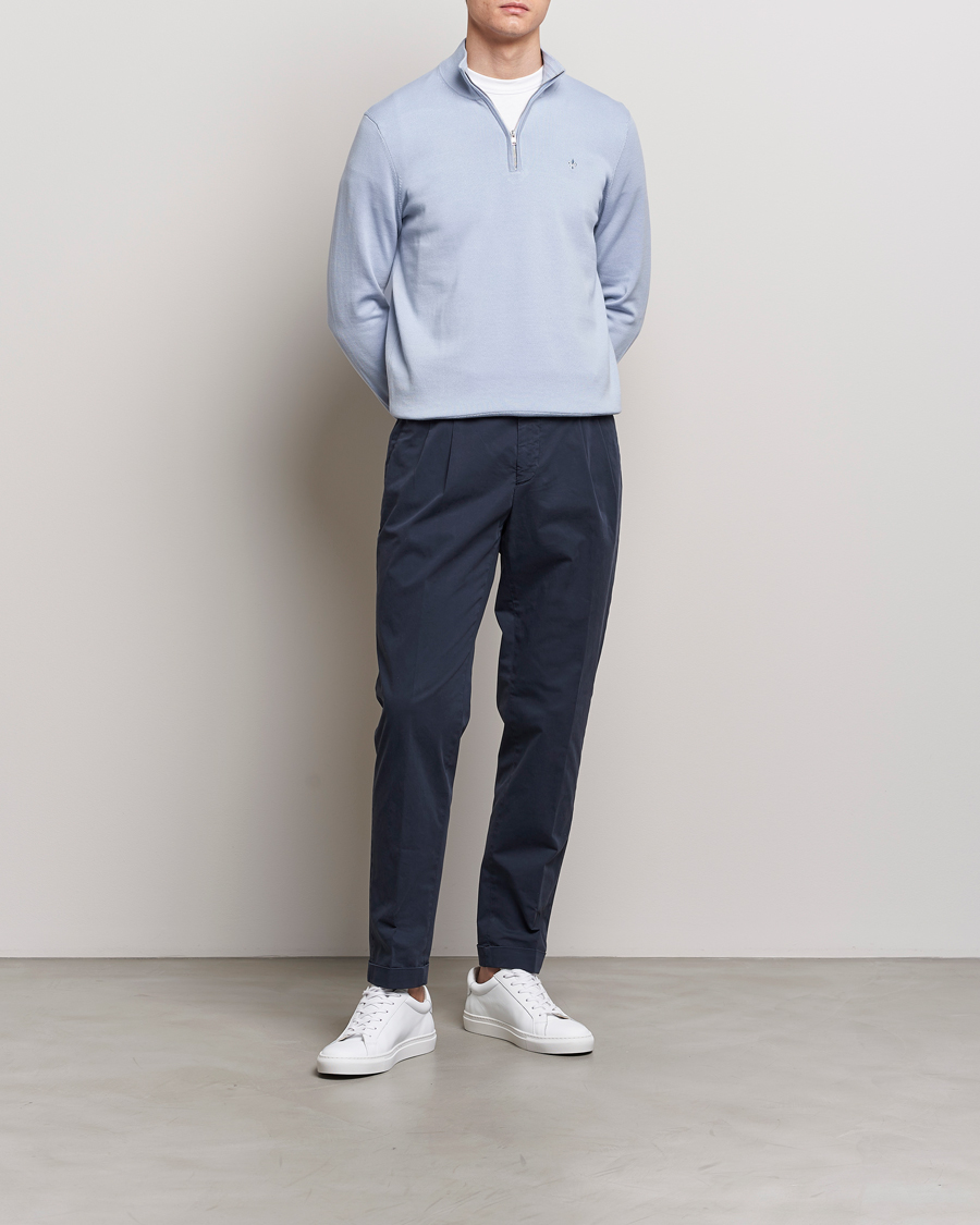 Herren | Pullover | Morris | Riley Cotton Half Zip Light Blue