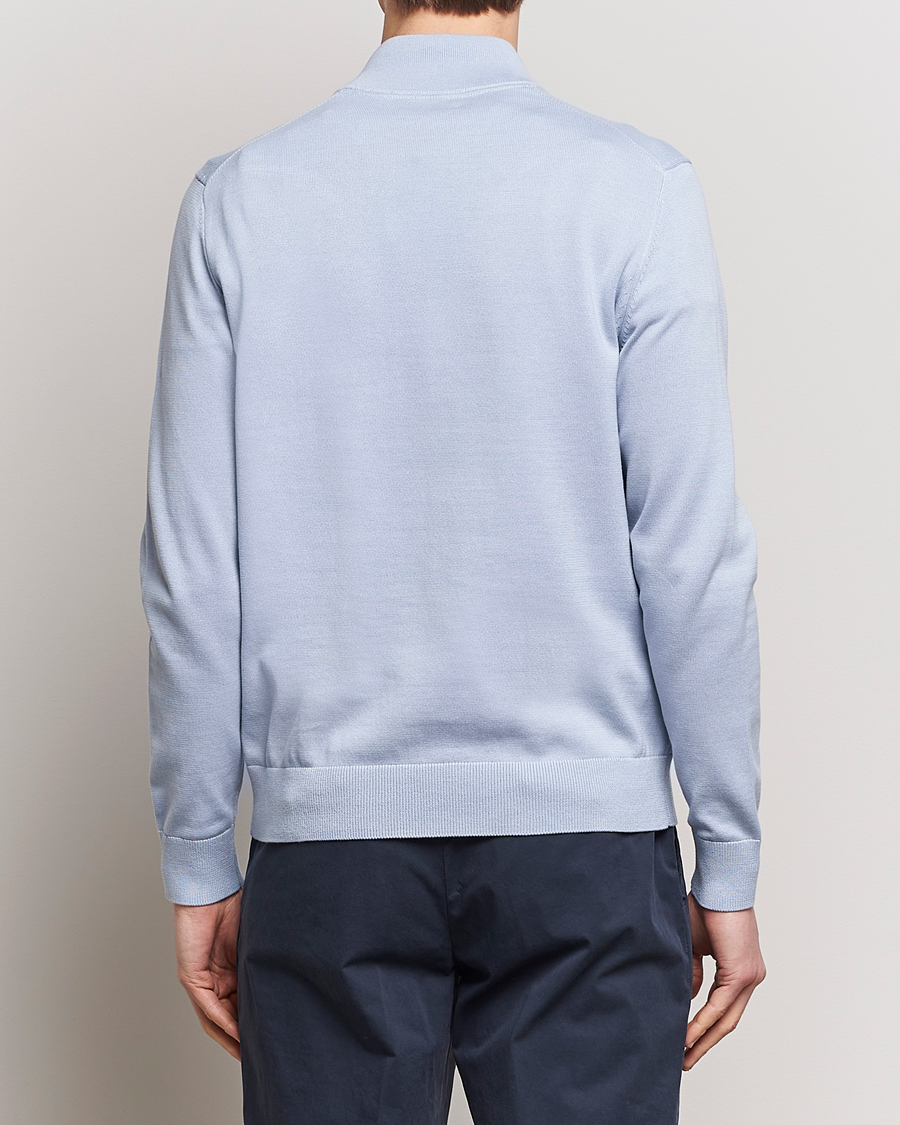Herren | Pullover | Morris | Riley Cotton Half Zip Light Blue