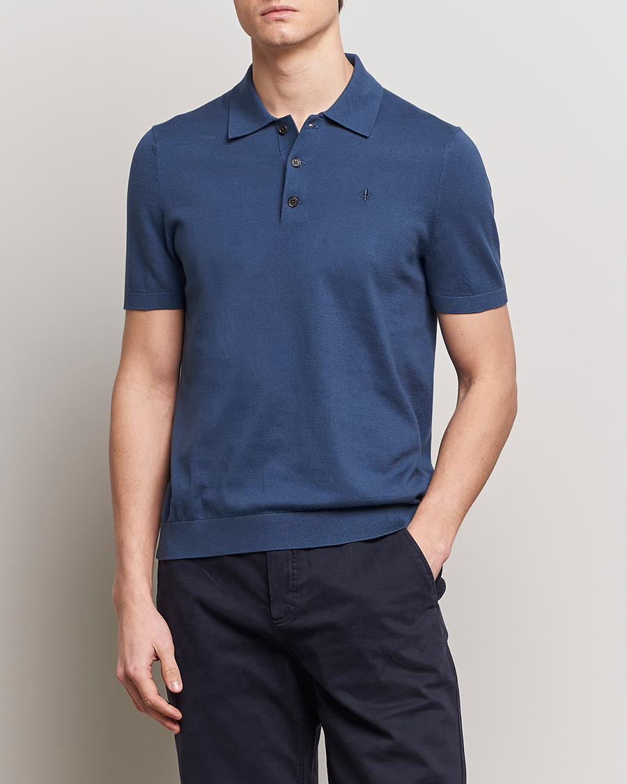 Herren | Stilsegment Casual Classics | Morris | Cenric Cotton Knitted Short Sleeve Polo Navy