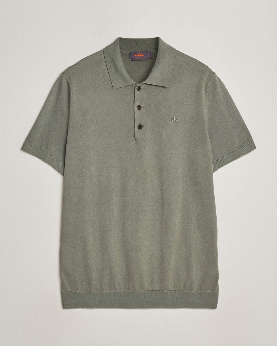Herren | Pullover | Morris | Cenric Cotton Knitted Short Sleeve Polo Green