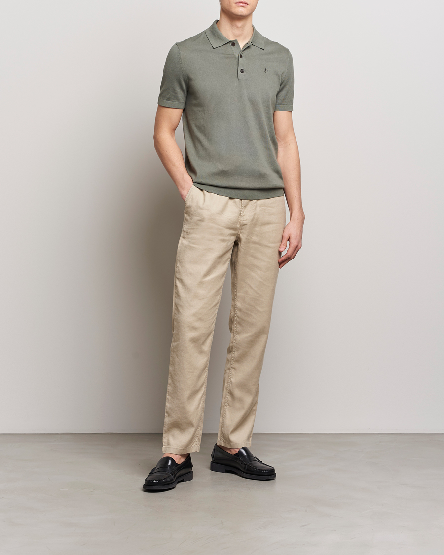 Herren | Pullover | Morris | Cenric Cotton Knitted Short Sleeve Polo Green