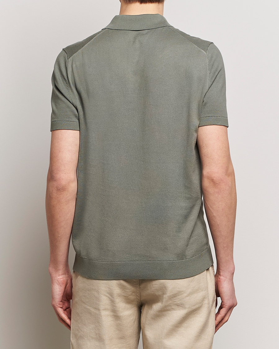 Herren | Pullover | Morris | Cenric Cotton Knitted Short Sleeve Polo Green