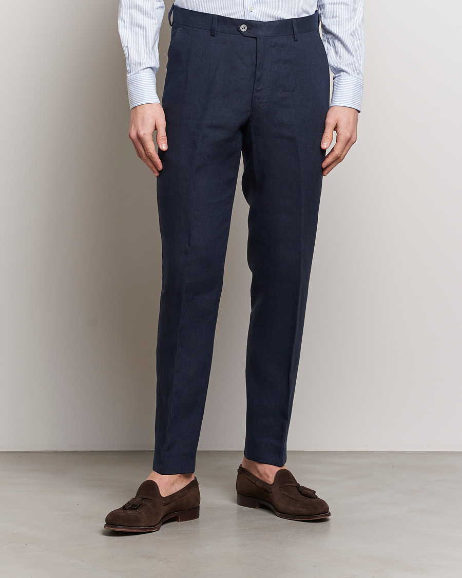 Herren | Kleidung | Oscar Jacobson | Denz Linen Trousers Navy