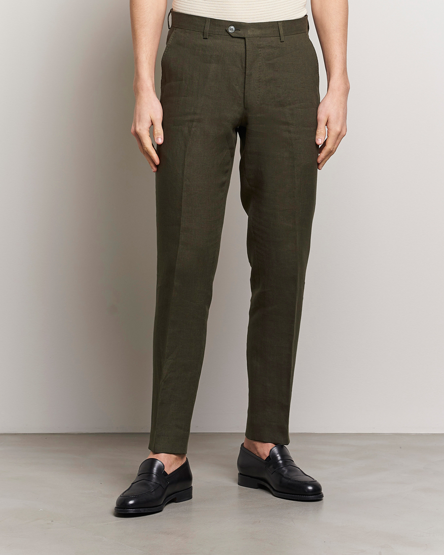 Herren | Kleidung | Oscar Jacobson | Denz Linen Trousers Olive