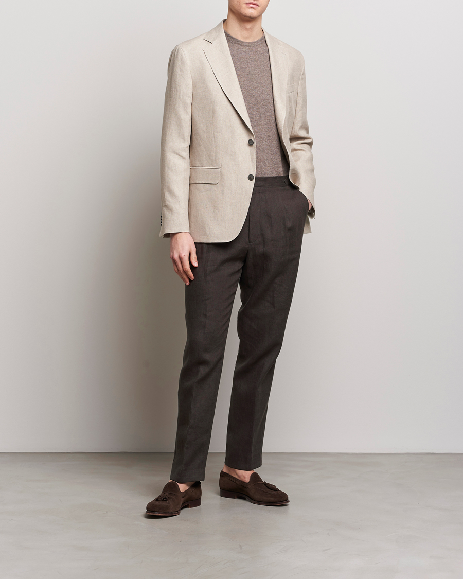 Herren | Hosen | Oscar Jacobson | Delon Linen Trousers Brown