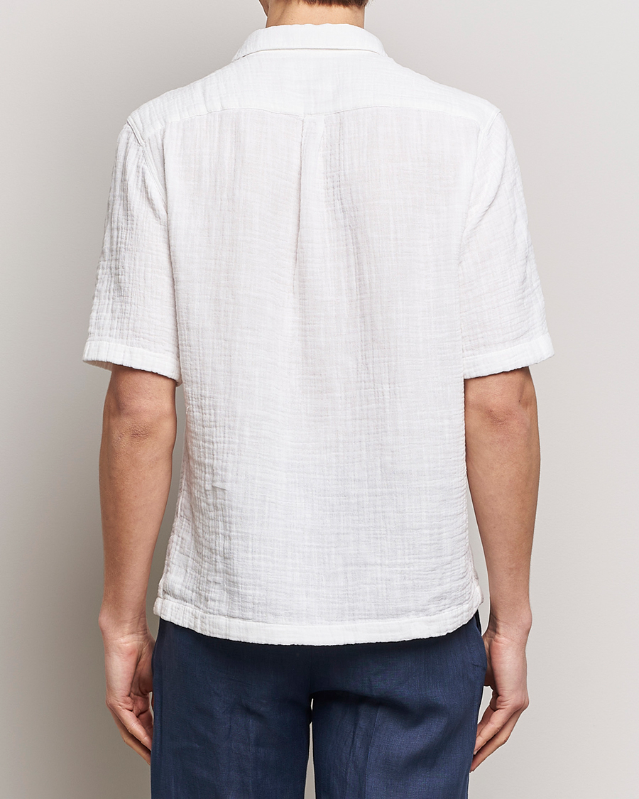 Herren | Hemden | Oscar Jacobson | Short Sleeve City Crepe Cotton Shirt White