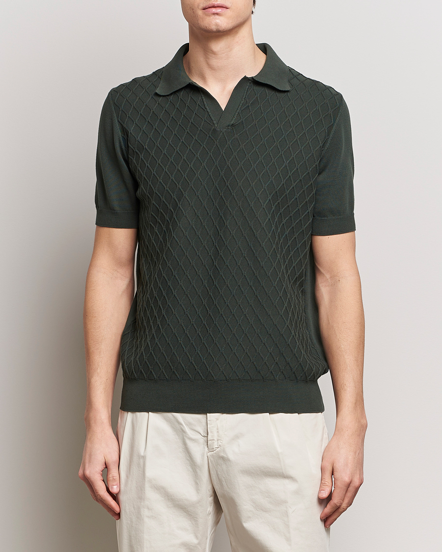Herren | Poloshirt | Oscar Jacobson | Mirza Structured Cotton Polo Olive